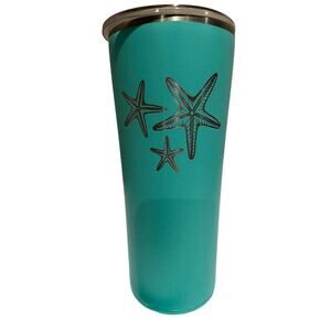 Swig Life Turquoise Aqua  Silver Etched Starfish Beach Tumbler Lid NEW